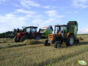 Renault 75.12 RS + John Deere 550 vs. Same Iron 110 + Claas Variant 360