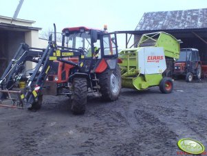 Belarus 952 + Claas Rollant 46.