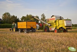 Claas Dominator 108SL + Wielton 12ton + John Deere 5820