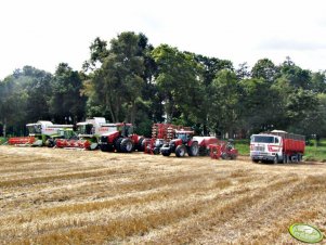 Claas Lexion x2 & Hurlimann + Przyczepa przeładowcza & Case IH x3 & Horsch & Weidemann & Schaffer