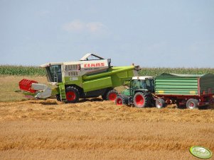 Claas Mega 350 i Fendt Farmer 309 C