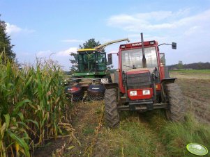 John Deere 5820 i Fiatagri F100 + Fortschritt T088