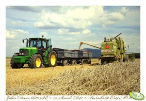 John Deere 6620 SE + 2x Sanok D47 + Fortschritt E514 MDW