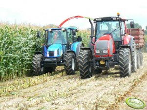 New Holland z sieczkarnią Pottinger + Valtra