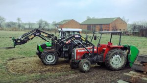 Deutz Fahr Agrofarm 85 i Massey Ferguson 350