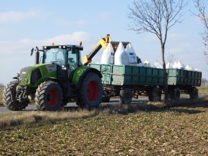 Claas Axion 850  + 2x Przyczepa