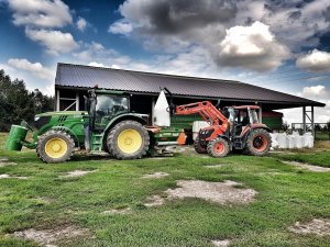 John deere 6140r kubota m7060 załadunek nawozu