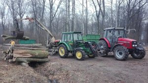 John Deere 5055E & cyklop Massey Ferguson 4255 & Autosan D50