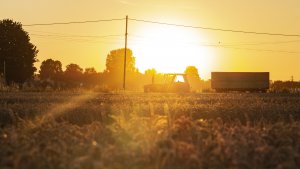 Ursus 912 o zachodzie słońca.