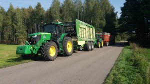 John Deere 6195M i Krone MX 370GD