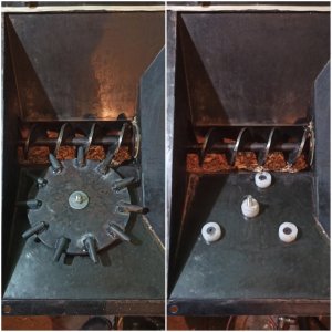 Mieszadło w podajniku za zrębki 