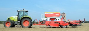 Claas Arion 620c + Pottinger Terrasem R3 Testy