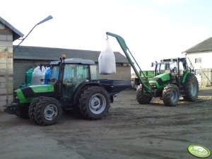 Deutz-Fahr Agroplus 310 + Bogballe & Agrotron 155 + żuraw